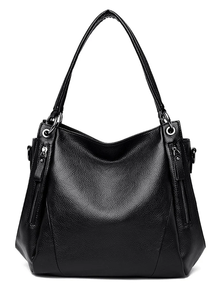 Side Zippers Utility Soft Leather Bag