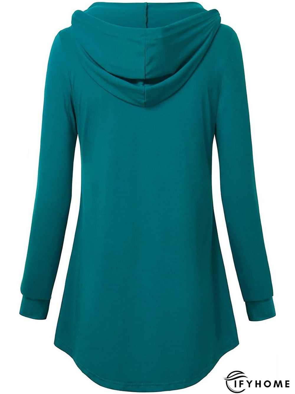 Cotton Blends Button Hooded Sweatshirt Long Sleeve  Casual Top | IFYHOME