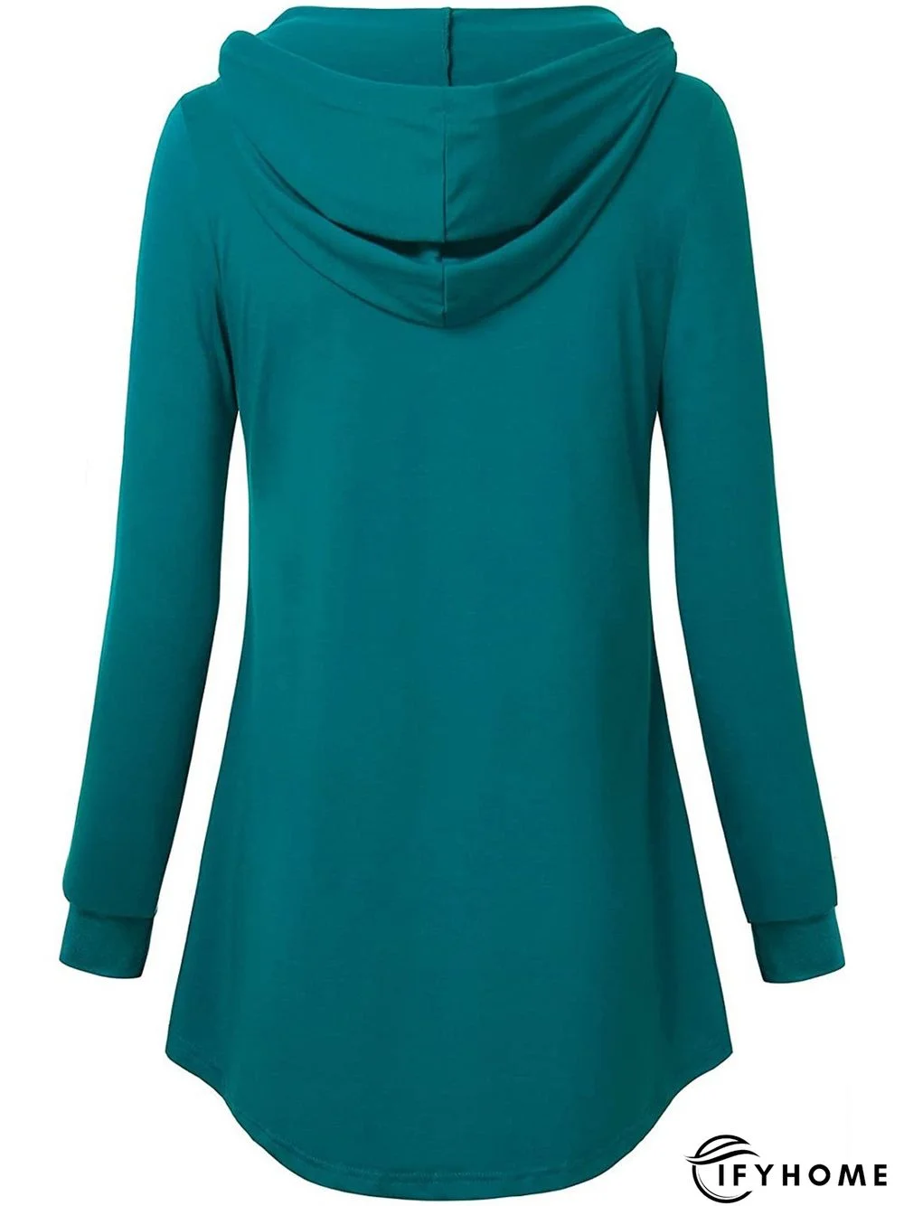 Cotton Blends Button Hooded Sweatshirt Long Sleeve  Casual Top | IFYHOME