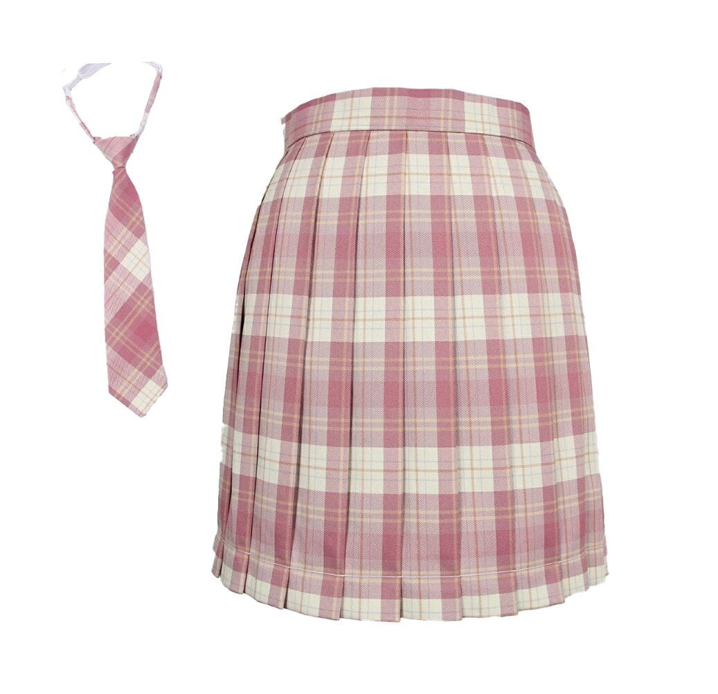 Zoki Pink Sweet Women Plaid Skirt JK Girls Preppy Dance Mini Pleated Skirt A Line Harajuku Japan School Fashion Tie Bow Skirt