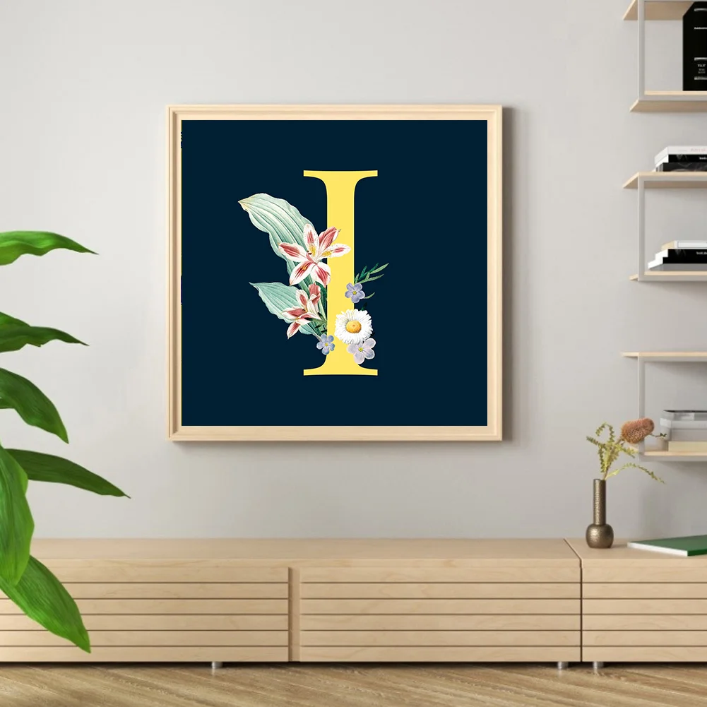 Full Round Diamond Painting 30*30cm - Sunflower Flower Alphabet