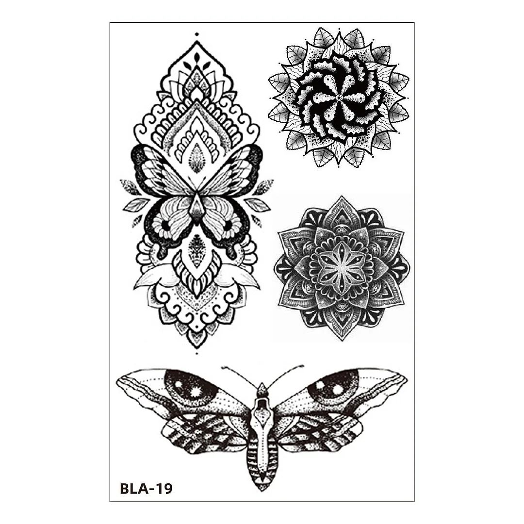 Women Waterproof Temporary Tattoo Sticker Mandala Flower Tatoo Elephant Feather Body Art Water Transfer Clavicle Temporary Tatto
