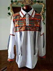 ◎ PACHMAN RIBBON SHIRTS◎ Earth Geometric Ribbon Shirt