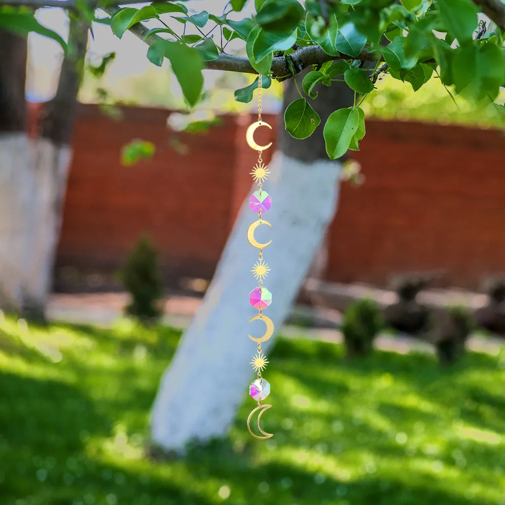 Hanging Bead Moon Sun Light Catcher Crystal Outdoor Wall Wind Chime (72)
