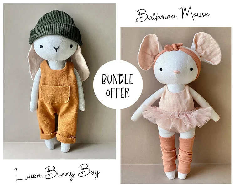 【2 Styles】DIY Bunny & Mouse Template Set - With Instruction manual