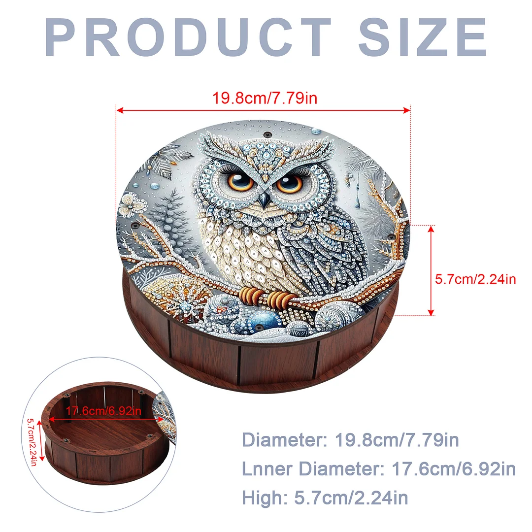Diamond Painting Round Snack Box Kit Art Decor for Handmade Decor Gifts (Owl)