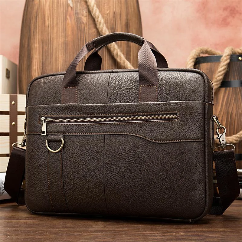 Simple Style Leather Retro Computer Bag Business Handbag Crossbody Bag