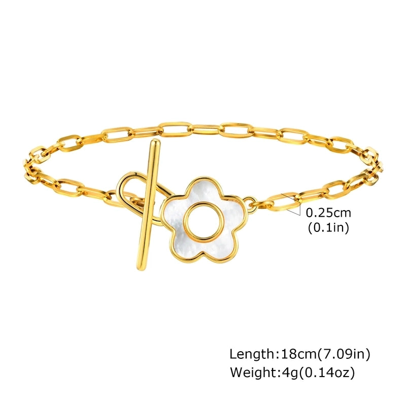 IG Style Flower 201 Stainless Steel Copper Zircon 18K Gold Plated Bracelets