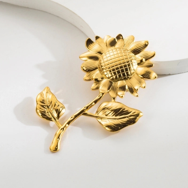 Vintage Style Animal Feather Flower 304 Stainless Steel Polishing Plating Unisex Brooches 1 Piece