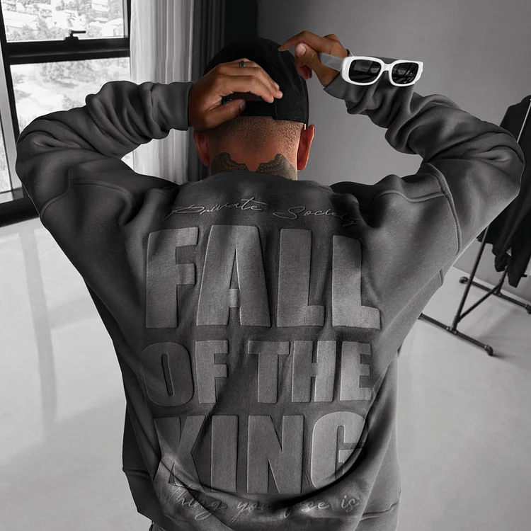 Unisex Loose Fit Fall Of The King Print Sweatshirt