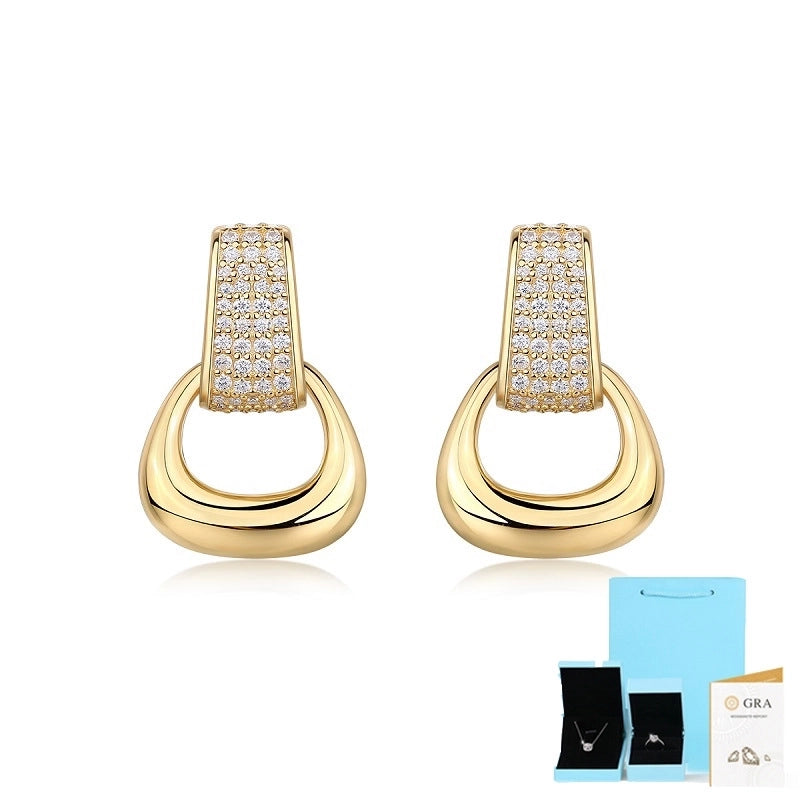 1 Pair 925 Sterling Silver Moissanite GRA Certificate Geometric Rings