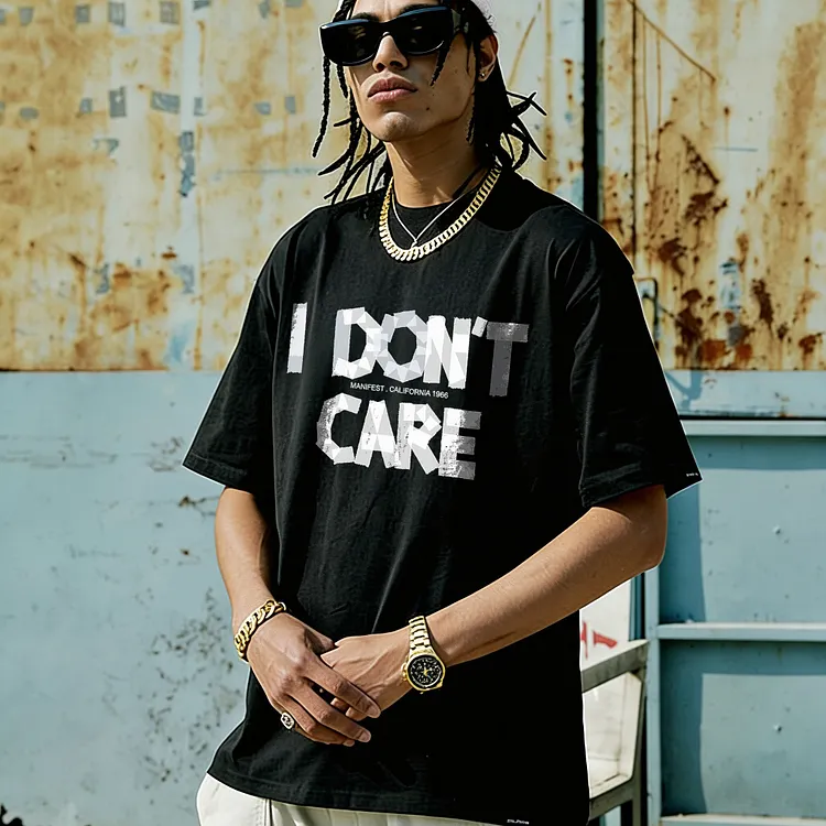 I Don't Care Vintage Text Printed Men's T-shirt