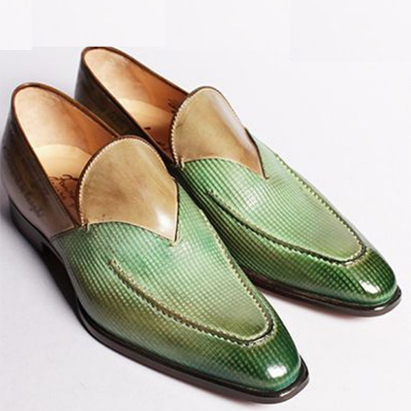 New Color Matching Check Pattern Set Foot Men's Leather Shoes