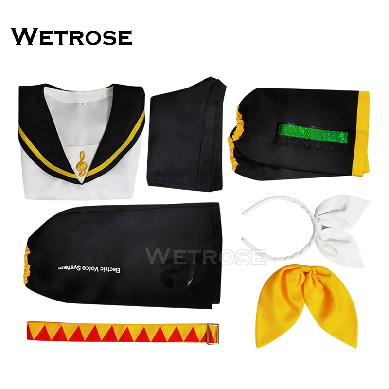 [Wetrose] In Stock Rin Len Vocaloid Miku Cosplay Costume Kagamine Twins Clothing Fabric Shorts Classic VS Suit Wig Full Set