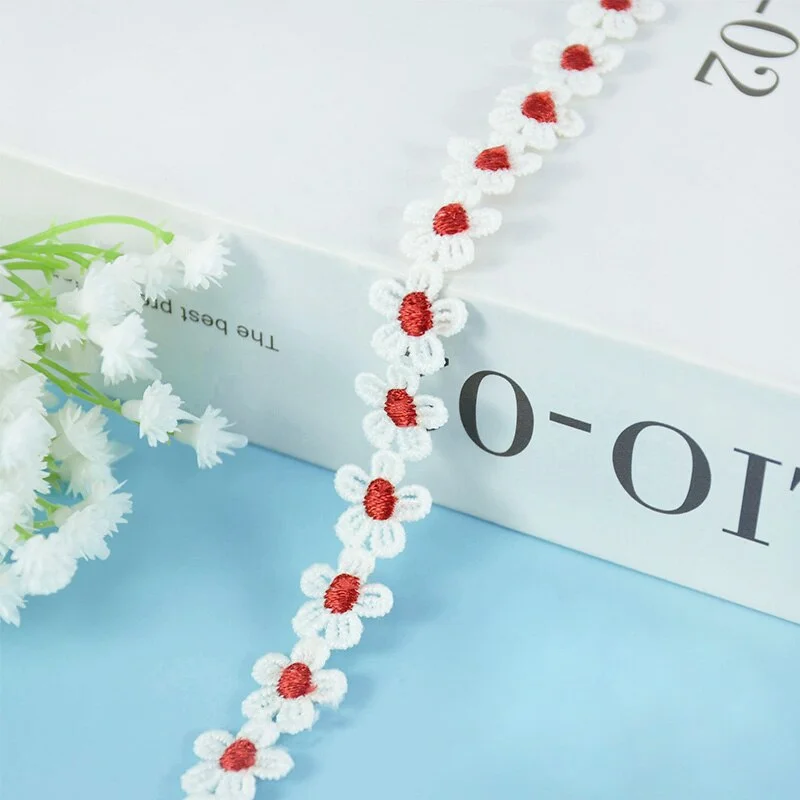 5Yards 15mm Daisy Lace Trim Flower Lace Fabric Embroidery Handmade Patchwork Ribbon Home DIY Crafts Apparel Sewing Accessories