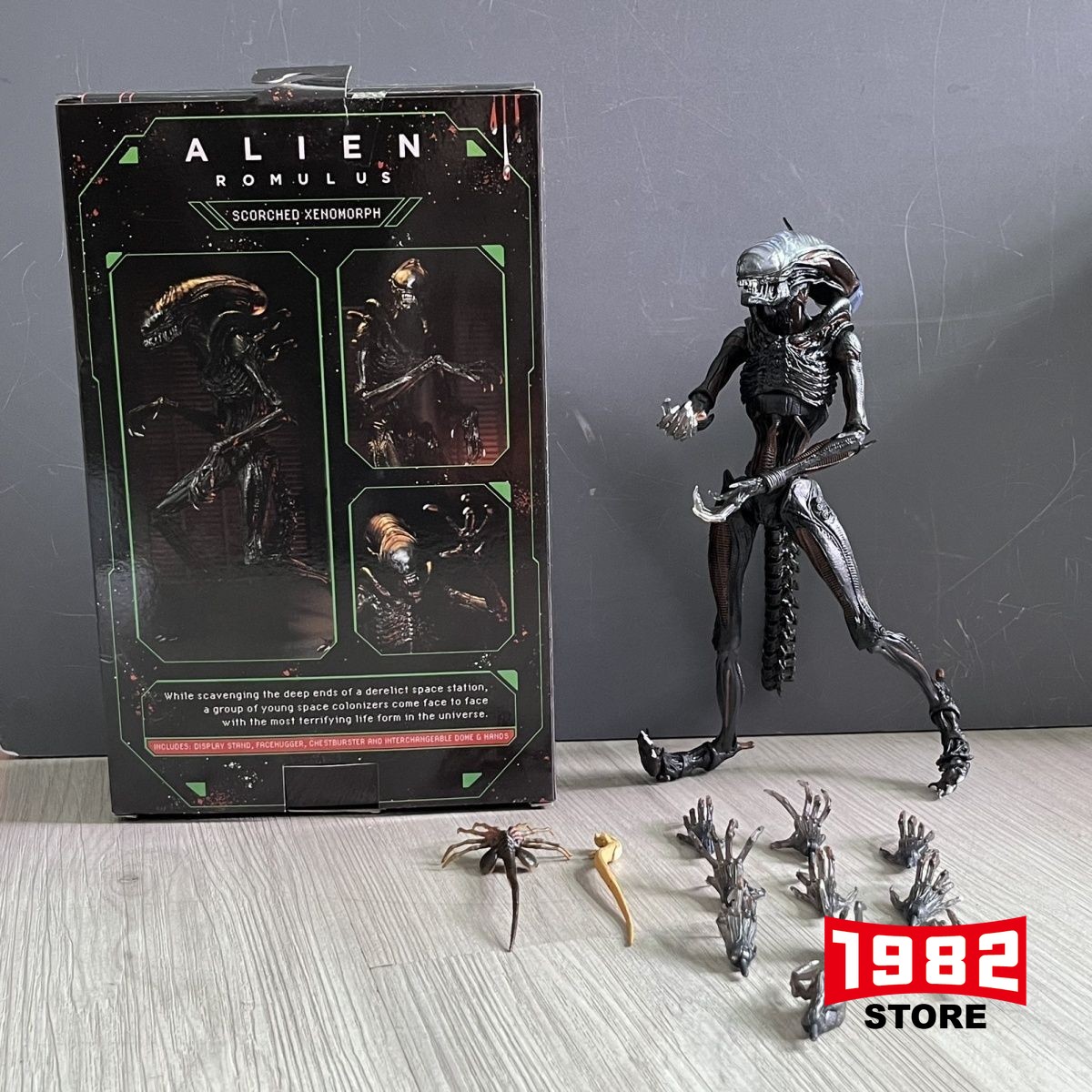 NECA Romulus ALIEN SCORCHED XENOMORPH Action Figure Collectible Model Toy 7 Inch Detailed Sculpt Articulated Joints Horror Movie Collectible