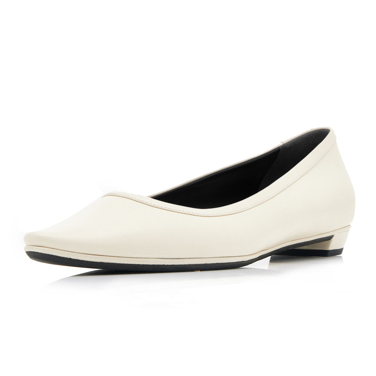 Ivory Vegan Leather Slip-On Pointed Toe Low Heel Pumps Shoes Nicepairs