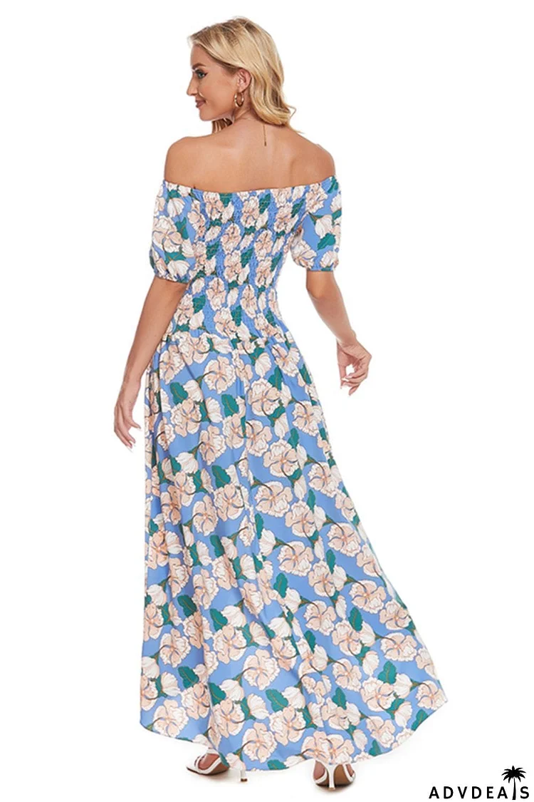 Floral Off-Shoulder Slit Maxi Dress