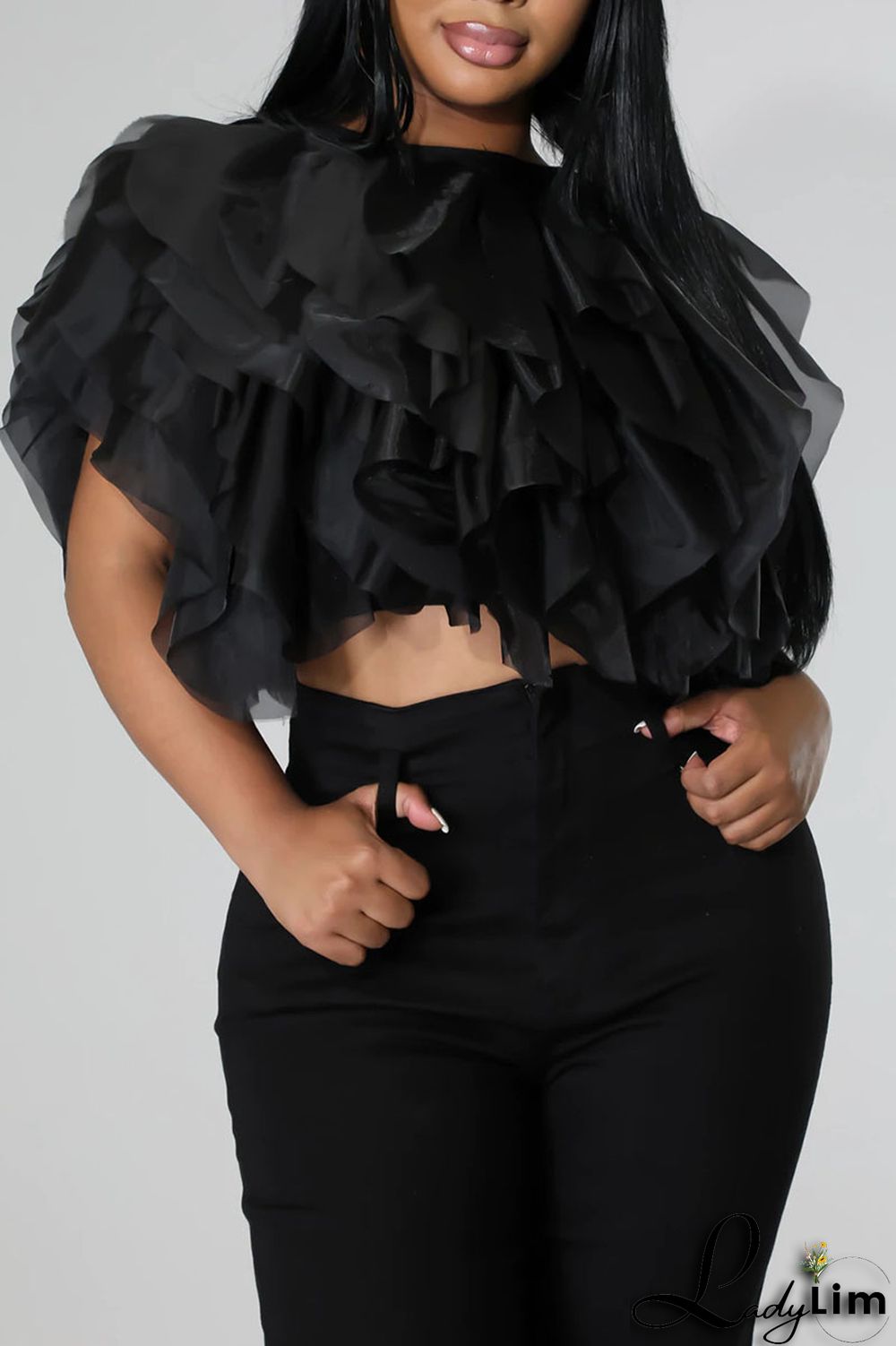 Green Fashion Sweet Solid Patchwork Asymmetrical O Neck Tops