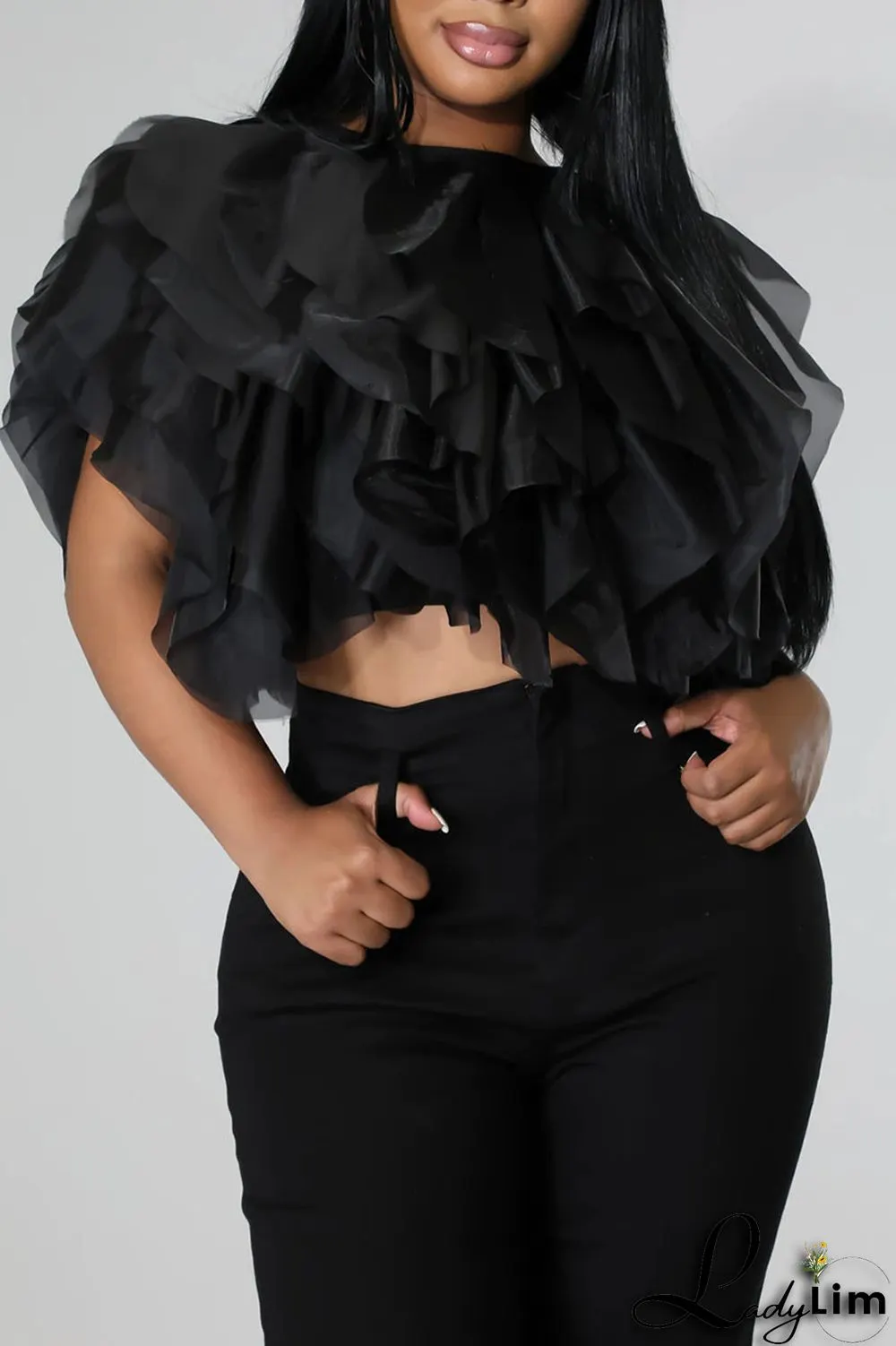 Green Fashion Sweet Solid Patchwork Asymmetrical O Neck Tops