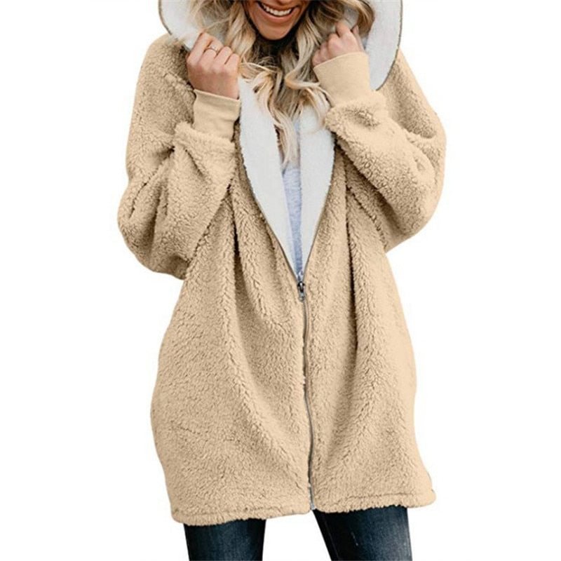 Lamb velvet hooded women long winter jacket 2019 autumn and winter new plus size 5XL warm outwear coat female