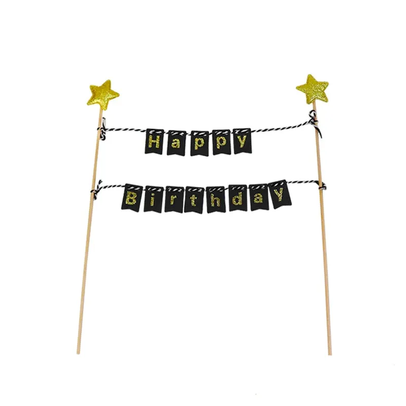 1Set Happy Birthday Cake Toppers Banner Flag Baby Shower Birthday Party Cupcake Topper Kids Girl Boy Birthday Cake Decorations