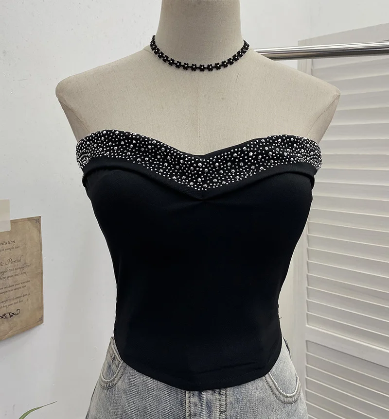 Uveng Design Sense Of Small Heavy Industry Drilled With Chest Pad Inside The Bottom Of The Coat Short Vest Woman 8029