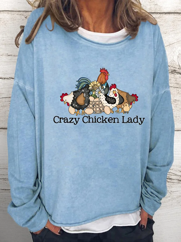 Crazy Chicken Lady Women Loose Sweatshirt-0019978