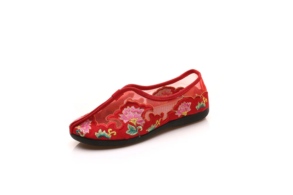 Colourp Colourp Shoes Flat Shoes Dance Shoes Summer Female Sandals Single Shoe Cloth Shoes Mesh Embroidered Hollow Out
