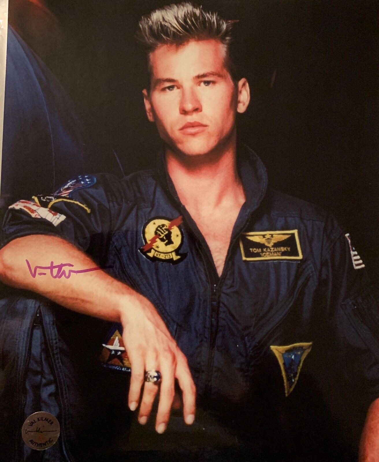 val kilmer signed 8x10 Photo Poster painting Pic Top Gun Kilmer Coa