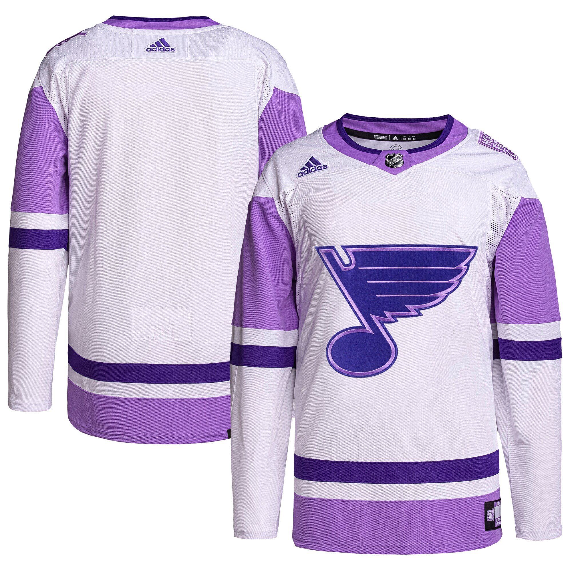 St. Louis Blues  Hockey Fights Cancer Primegreen  Blank Practice Jersey – White/Purple mysite