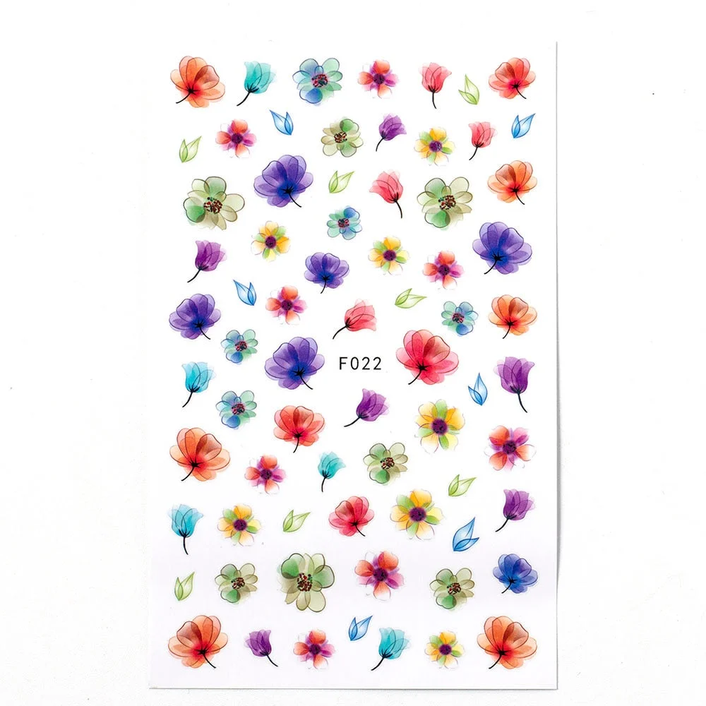 3D Nail Art Transfer Stickers 1 Sheets Flower Decals Manicure Decoration Tips Nail Art Water Transfer Stickers Nail Tips DIY