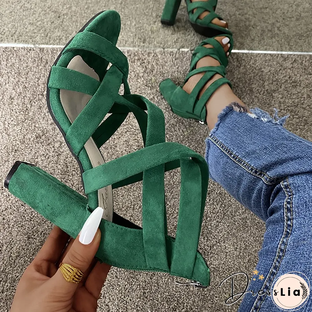 Women Pumps Sandals Summer Open Toe High Heels Low Block Heel Shoes Gladiator Zipper Thick With Sandals Wedges Mules Shoes