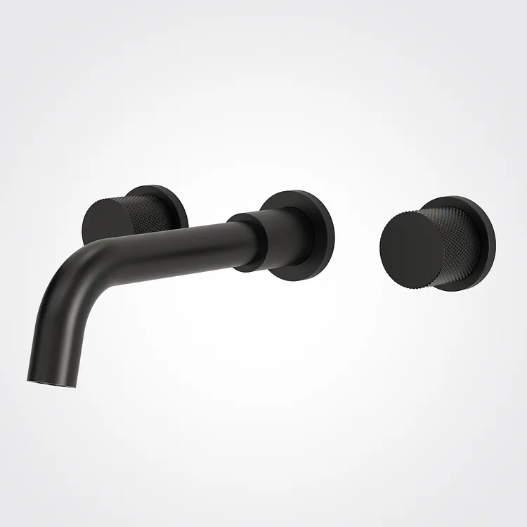 EVERSTEIN Wall-Mount Two-Handle Bathroom Sink Faucet Matte Black 