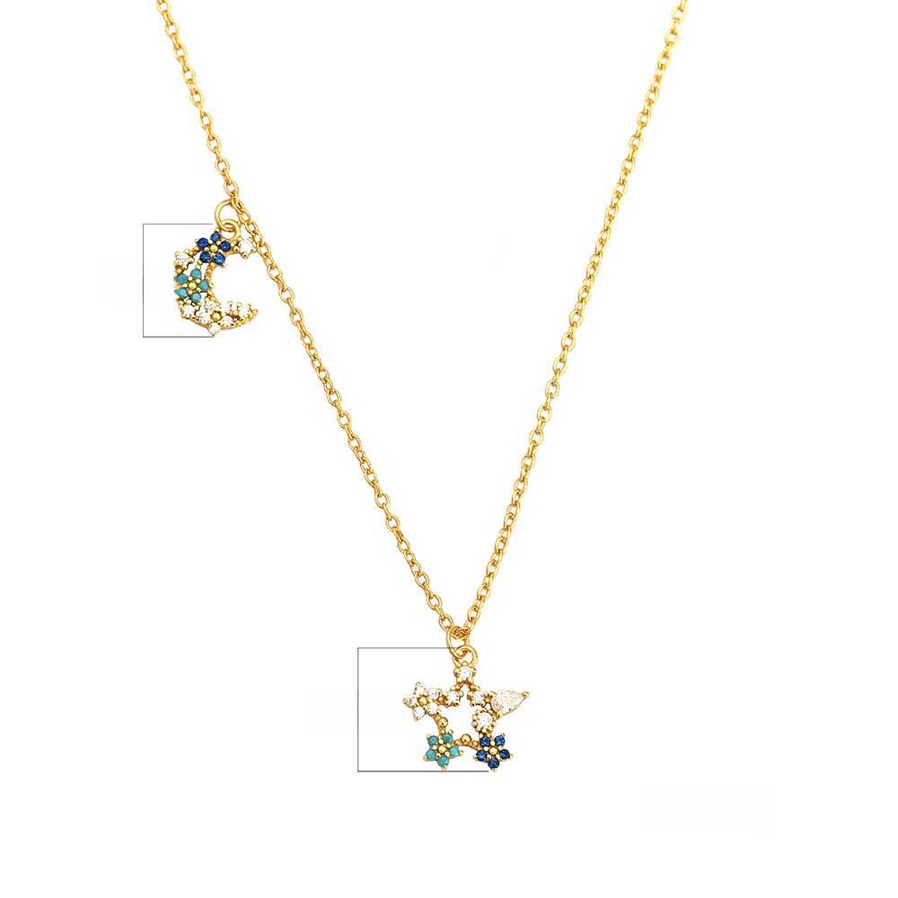 925 Sterling Silver Star Star Silver Diamond Inlay Necklaces