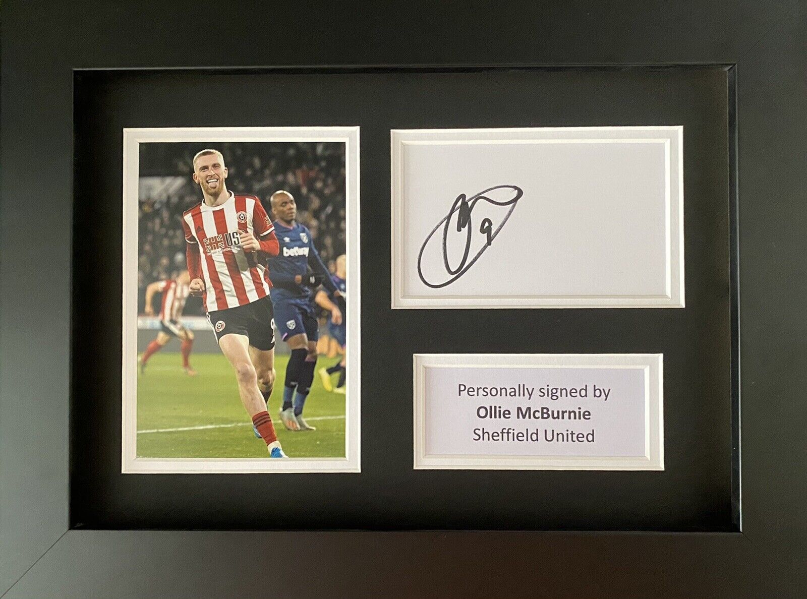 Ollie McBurnie Hand Signed White Card In A4 Sheffield United Frame Display