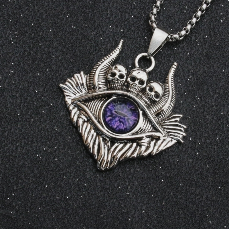 Fashion Devil’s Eye Stainless Steel Stoving Varnish Pendant Necklace 1 Piece