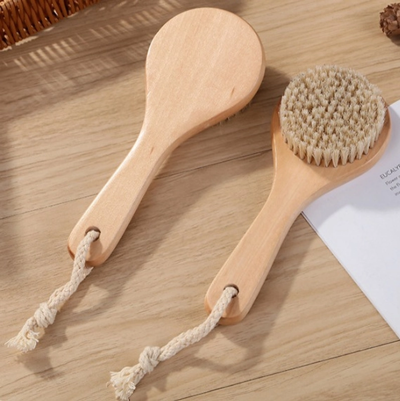 Retro Solid Color Wood Bath Brush/massage Brush 1 Piece