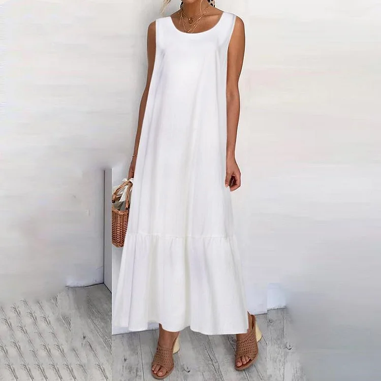 Casual Sleeveless Round Neck Dress