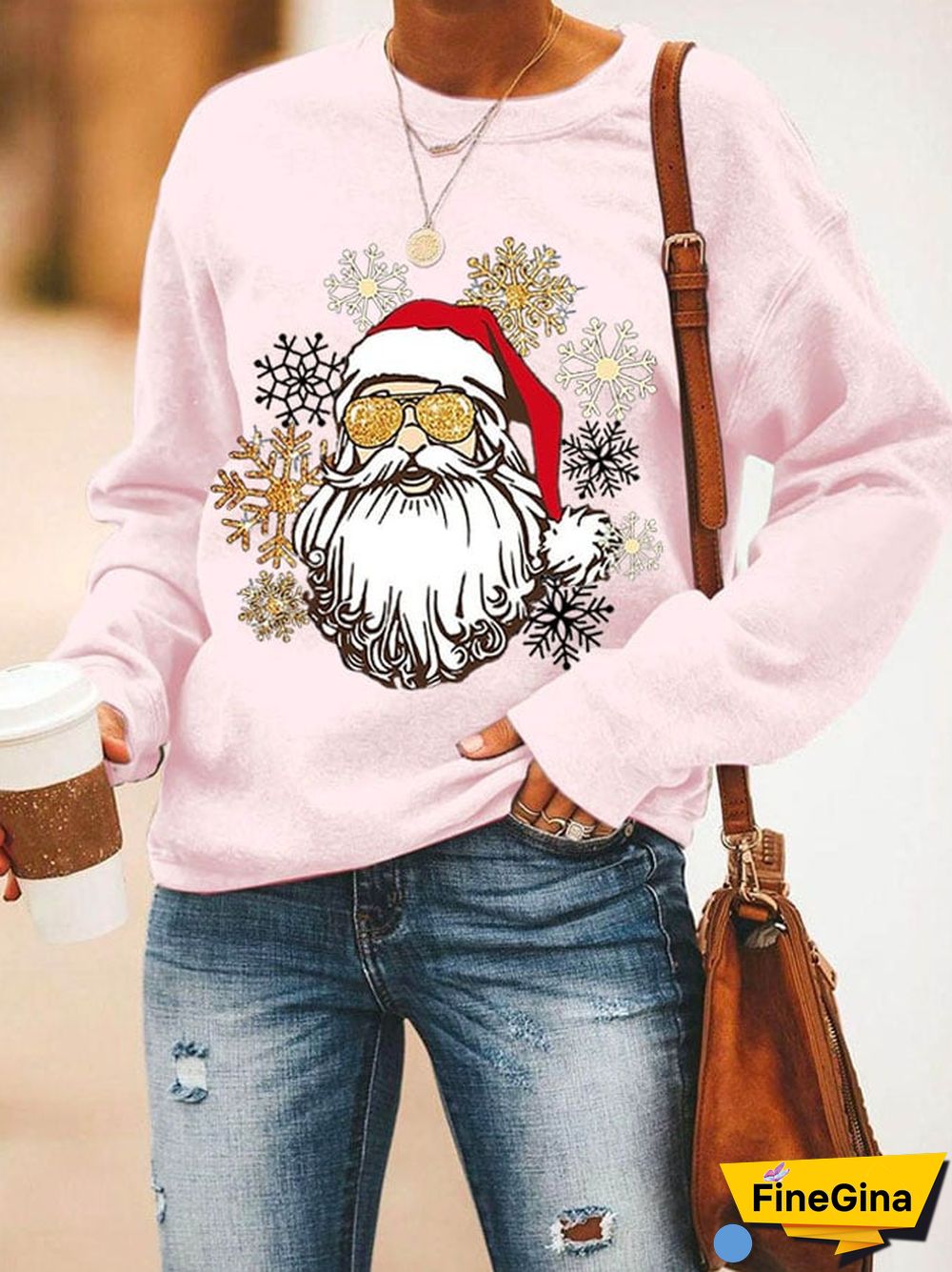 Christmas Ladies Printed Long Sleeve Sweatshirt
