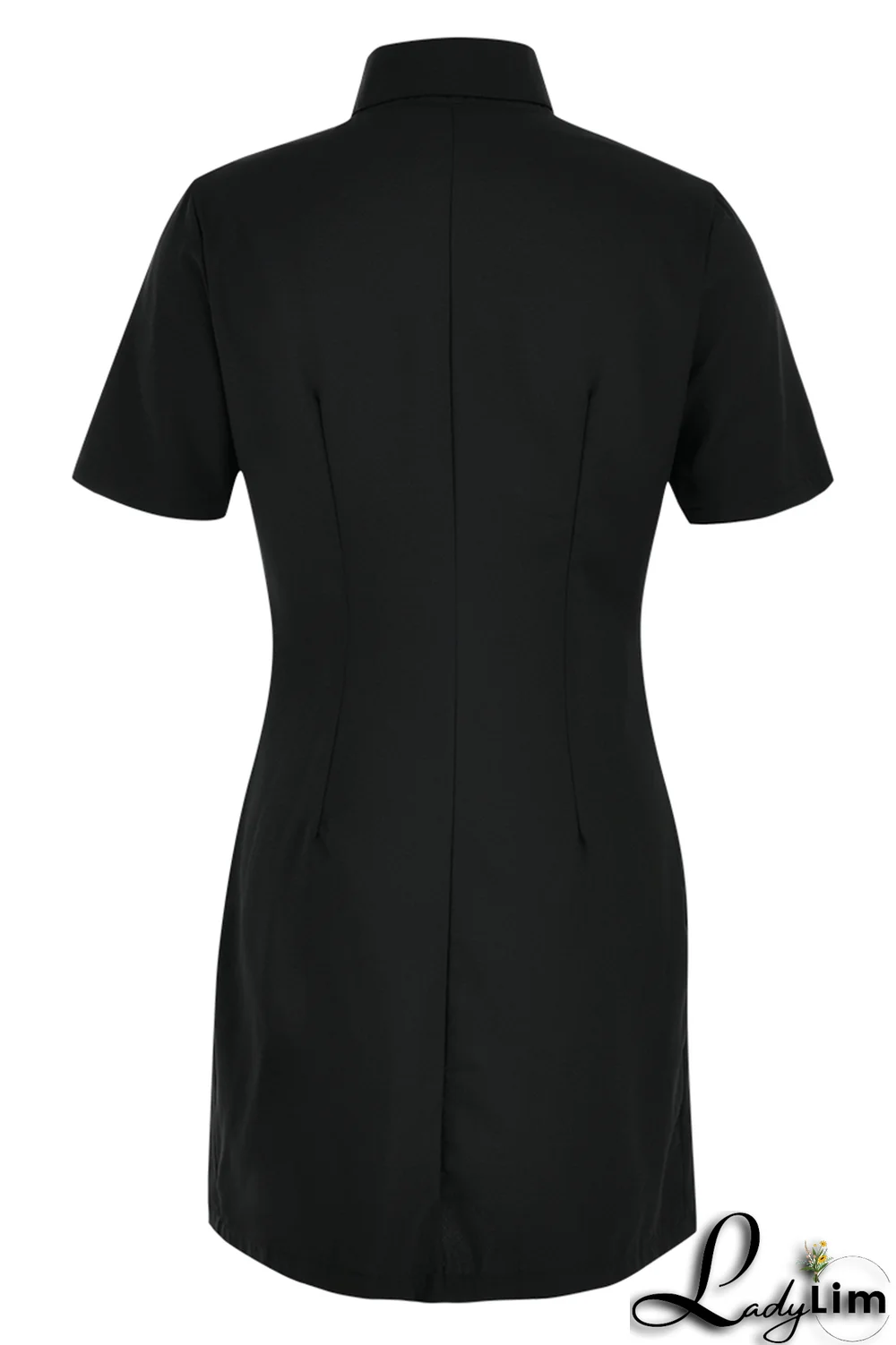 White Casual Solid Split Joint Turndown Collar Shirt Dress Dresses