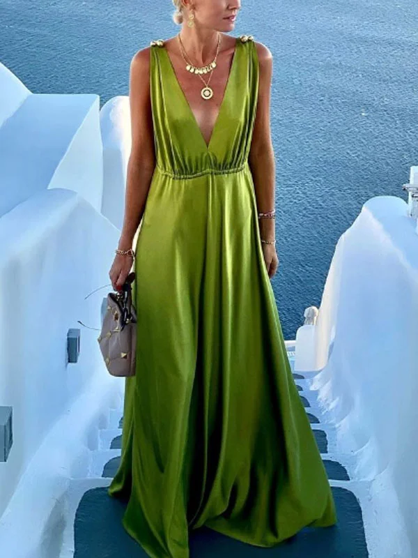 sleeveless backless temperament vacation ladies dress
