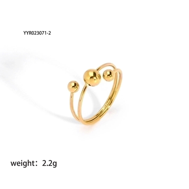 201 Stainless Steel 18K Gold Plated Vintage Style French Style Plating Inlay Ball Zircon Open Rings