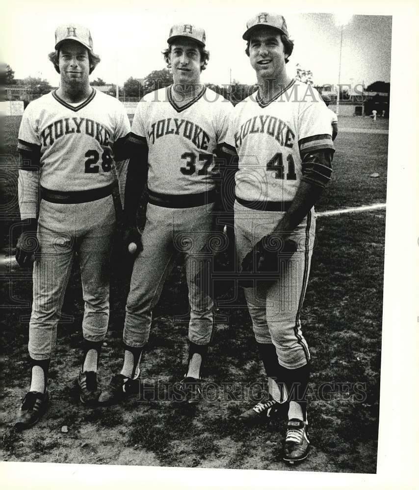 Press Photo Poster painting Holyoke Millers baseball players - srs03704