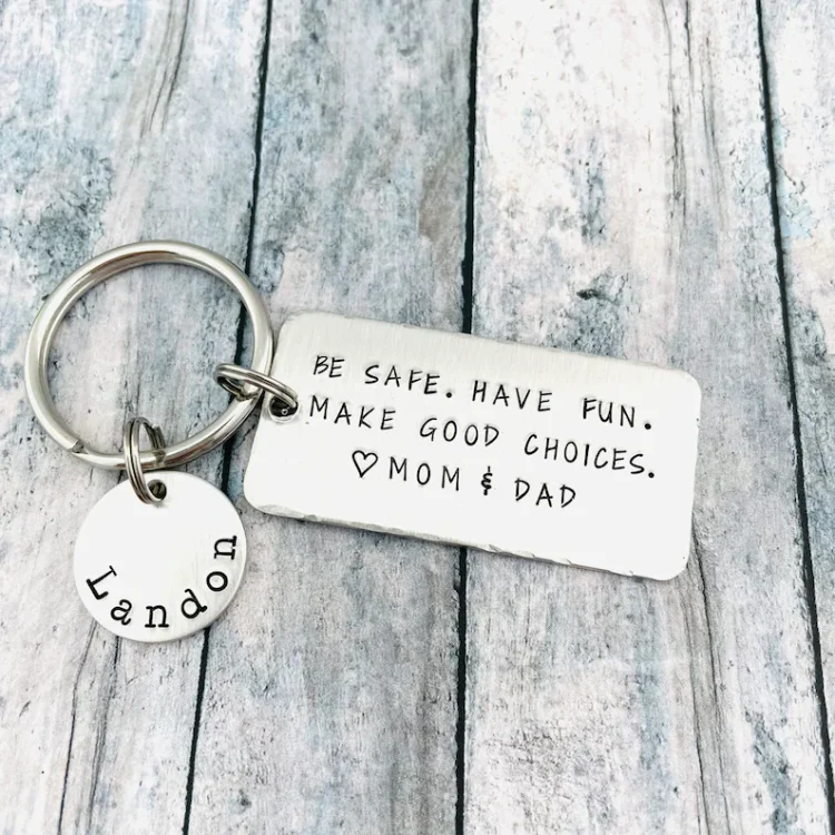 Be Safe Keychain Custom Name New Drive Gifts for Kids