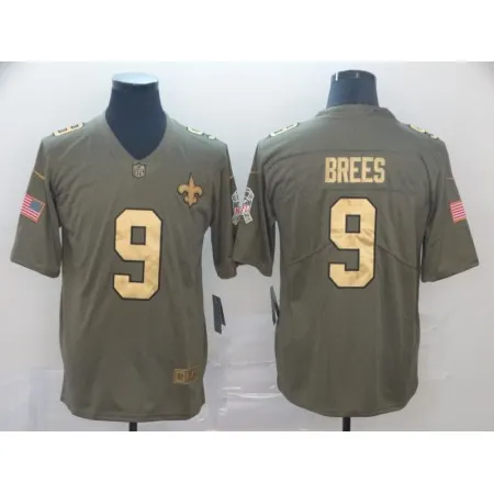 Men's New Orleans Saints #9 Drew Brees Camo Salute To Service  Stitched NFL Gold Jersey