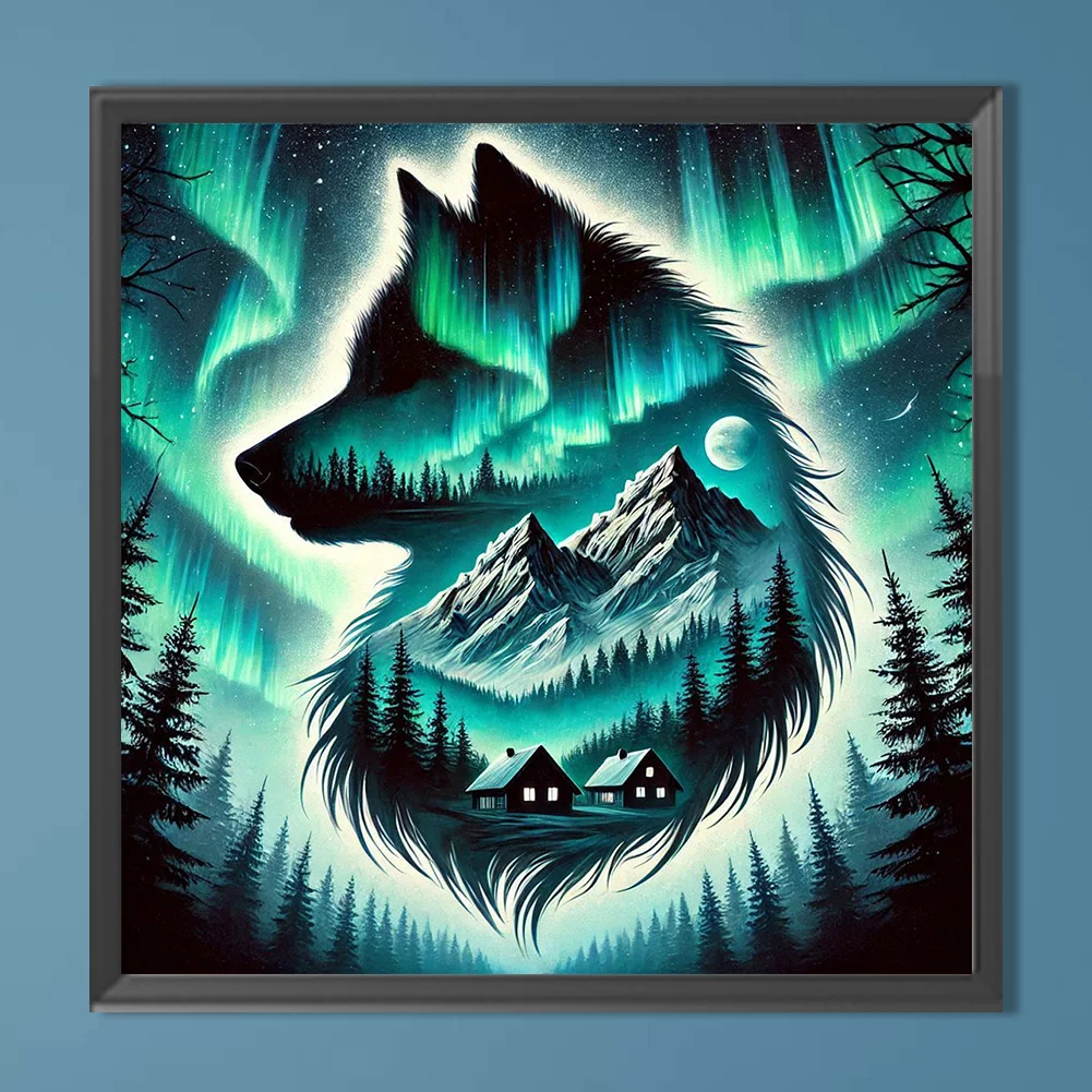 Diamond Painting - Full Round Drill - Aurora Wolf(Canvas|40*40cm)