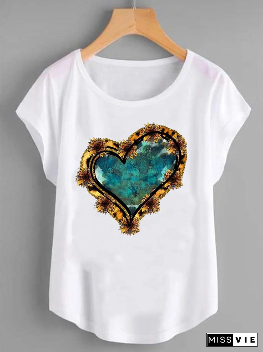 90S Love Heart Trend Graphic T Top Women Print Summer T-Shirts Clothing Fashion Shirt Female Short Sleeve Cartoon Tee T-Shirt