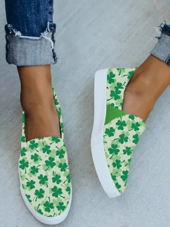 Women's St. Patrick's Day Shamrock Print Canvas Casual Shoes