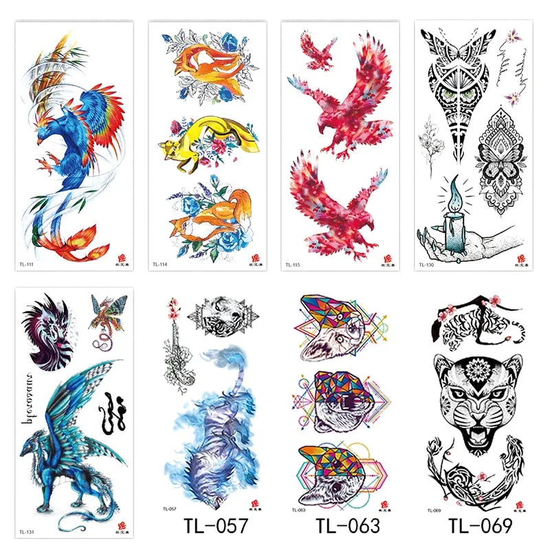 Flower arm waterproof tattoo stickers half arm painted animal durable waterproof European and American temporary tattoo stickers